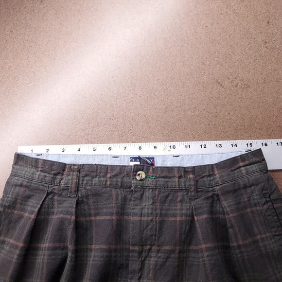Tommy Hilfiger Pants Men 33 Plaid Straight Leg Pleated Waist Preppy Retro VTG - Picture 4 of 10